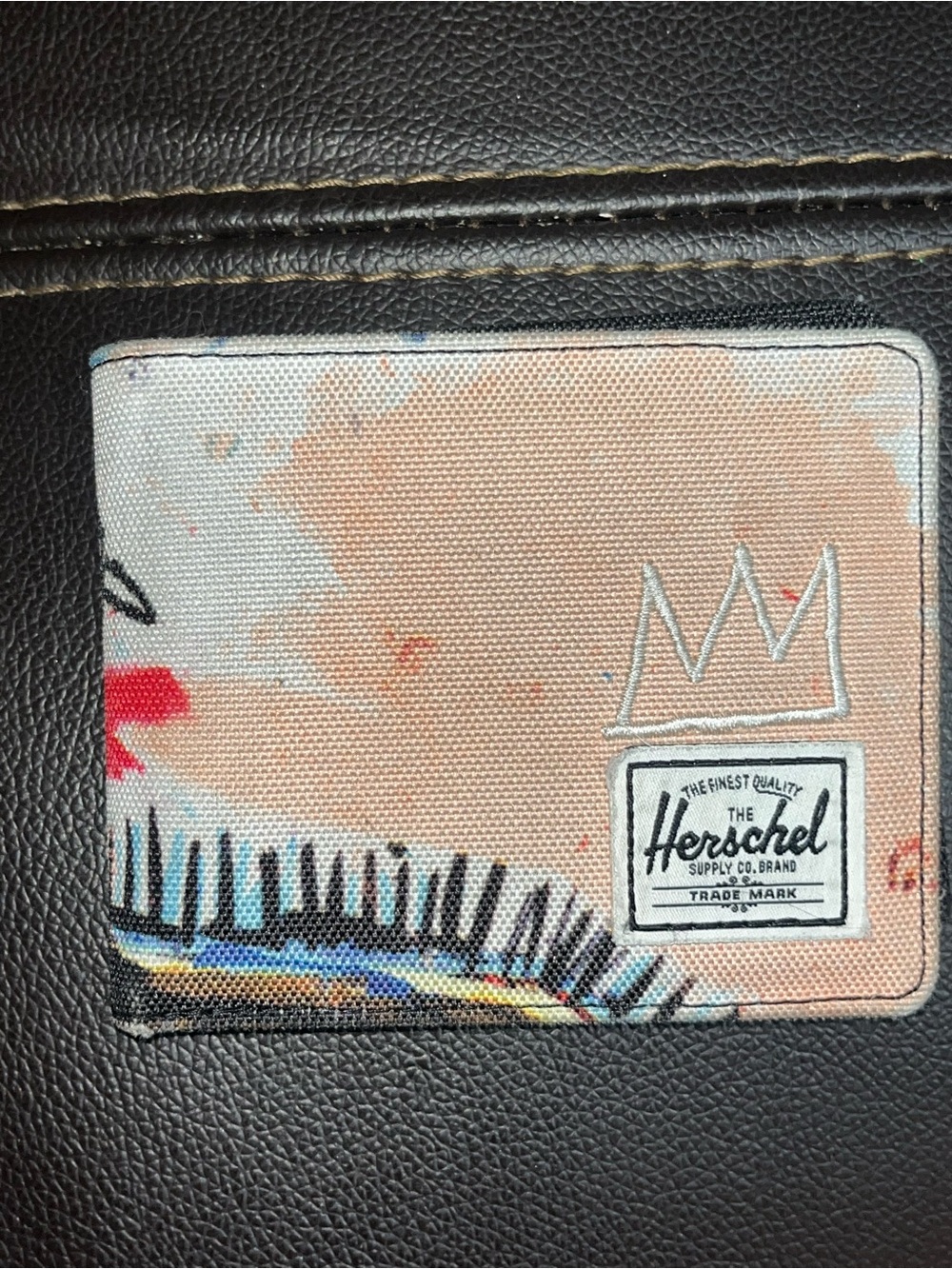 Herschel Men’s Canvas Wallet in Beige Print Basquiat Edition